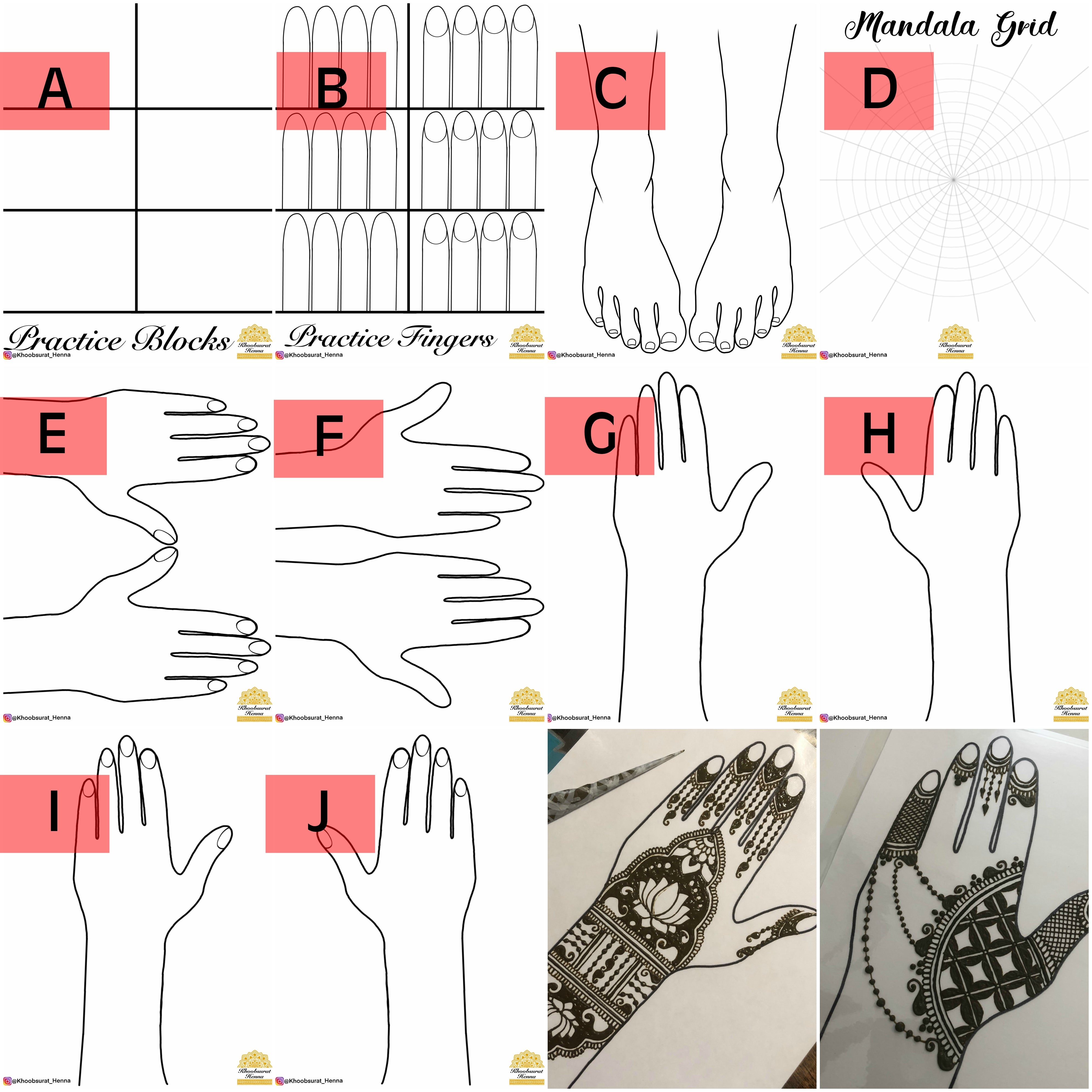 Henna Practice Sheets PDF File (Digital Download Only) 10 Styles to ch