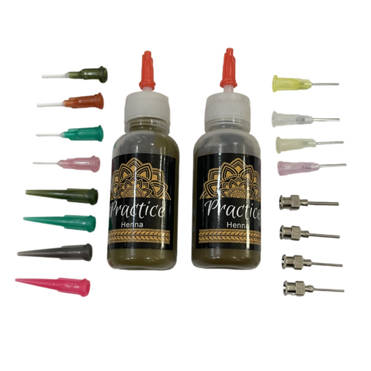 Practice Henna Bottles - Premade Paste - 8 Piece or 16 Piece Tips